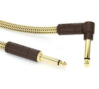 Fender Deluxe Series Instrument Guitar Cable, 10 ft, Straight/Angle, Tweed, 3m