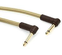 Fender Deluxe Series Instrument Cable - 6 inch - ANG/ANG - Pack of 2 - Tweed