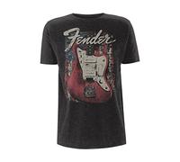 Fender Distressed Guitar Official Tee T-Shirt Mens Unisex (Small) Black