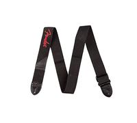 Fender Embroidered Logo Guitar Strap, Polyester Leather Ends, 2", Black/Red | Gitaarband voor elektrische gitaar, met vakje voor plectrum, verstevigde leren uiteinden, 2 in breed, comfortabel, polyester