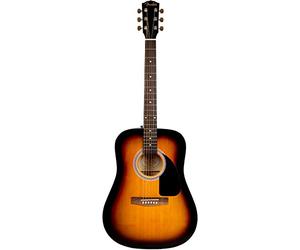 Fender FA-115 Dreadnought 6 String Acoustic Guitar Pack in Sunburst. Gig Bag, Picks, Strap, Strings, & free online guitar lessons included.