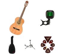 Fender FA-25N 3/4 size Nylon String Acoustic Guitar Kit for Beginners, includes Tuner, Picks, Guitar Stand and Padded Gig Bag