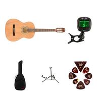 Fender FA-25N Nylon String Acoustic Guitar Kit for Beginners, includes Tuner, Picks, Guitar Stand and Padded Gig Bag