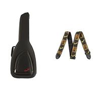 Fender FA610 Dreadnought Acoustic Guitar Gig Bag & Guitar Strap Monogrammed 2'' Black/Yellow/Brown