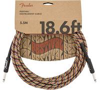 Fender Festival Instrument Cable, Straight, Pure Hemp, Rainbow, 18.6ft | Electric guitar cable, straight, rainbow design, pure hemp, eco-friendly, ideal for gigging, 18.6ft