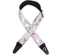 Fender Floral Guitar Strap, Patterned, Grey | Floral patterned design, fits acoustic & electric guitars, adjustable length, stylish guitar accessory for women