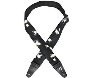Fender Floral Patterned Guitar Strap, Black | Adjustable acoustic & electric guitar strap, floral design, stylish accessory, universal fit, Fender quality