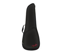 Fender FU610 Padded Gig Bag for Concert Ukulele, Black | Padded concert ukulele bag, shoulder strap, storage pockets, lightweight carry bag, ukulele accessories, secure zip closure