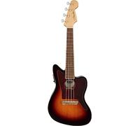 Fender Fullerton Jazzmaster Uke, Walnut Fingerboard, 3-Colour Sunburst | Electric-acoustic concert ukulele with pickup, Jazzmaster-inspired body, walnut fingerboard, ideal for beginners & adults
