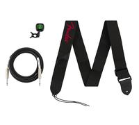 Fender Guitar Accessories Bundle, Tuner, Cable & Strap, Beginner Kit | Includes tuner, cable & strap, fits electric, acoustic & bass guitars, beginner-friendly, great music gift set