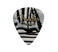 Fender Guitar Picks 351 Shape, Zebra Pattern, Medium Thickness, Celluloid, Stylish Design, 12 Pack
