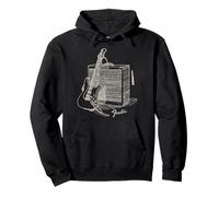 Fender Guitar Resting On Amplifier Retro Outline Image Pullover Hoodie