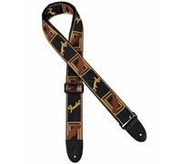 Fender Guitar Strap Monogrammed PVC Underside - Brown/Yellow/Black
