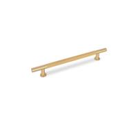 Fender Knurled Kitchen Cabinets T Bar Handle, 224mm Centres, Solid Brass, Satin Brass, Pack Of 2