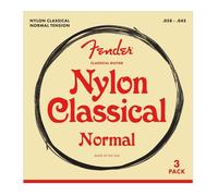 Fender Nylon Acoustic Strings, 100 Clear/Silver, Tie End, Gauges .028-.043, 3-Pack
