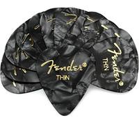 Fender Premium Celluloid 351 Shape Picks, Thin, Black Moto, 12-Pack