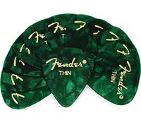 Fender Premium Celluloid 351 Shape Picks, Thin, Green Moto, 12-Pack