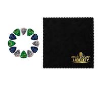 Fender Premiumm 12 Pack Picks Sampler - Includes Thin, Medium & Heavy Gauges with Liberty Music Inc Polish Cloth(Exclusive)