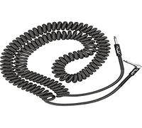 Fender Pro Coiled Instrument Cable, Grey Tweed, 30ft | Premium coiled electric guitar lead, 30ft stretch length, tweed jacket, straight connectors, durable & low-noise signal