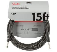 Fender Pro Instrument Cable Straight Grey Tweed 15ft | Professional guitar lead, noise-free signal, durable tweed jacket, straight connectors, live performance & studio use