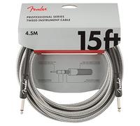 Fender Pro Instrument Cable, Straight, White Tweed, 15ft | Professional guitar lead, white tweed finish, straight connectors, low noise, live performance & gigging, electric guitar