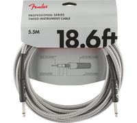 Fender Pro Instrument Cable, Straight, White Tweed, 18ft | Professional guitar lead, 18ft length, white tweed finish, low noise, ideal for live performance & studio use