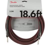 Fender Pro Series Instrument Cable Straight Red Tweed 18ft | Professional guitar lead, braided tweed jacket, straight connectors, low noise, ideal for live & studio, 18ft reach