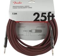 Fender Pro Series Instrument Cable, Straight, Red Tweed, 25ft | Professional guitar lead, braided red tweed jacket, low-noise, live performance & studio, guitar, bass, keyboard