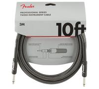 Fender Professional Series Instrument Cable, 10ft, 22 AWG, Spiral Shielding, Nickel-Plated Connectors, Lossless Pure Tone, Grey Tweed