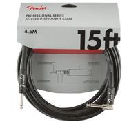 Fender Professional Series Instrument Cable, 15ft, 22 AWG, 95 Percent OFC Spiral Shielding, Flexible Road-Ready Black PVC Jacket, Nickel-Plated Connectors, Lifetime Guarantee