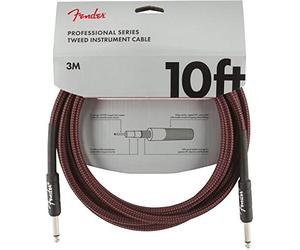 Fender Professional Series Instrument Cable, 10 Foot, Superior Tone Retention, Durable 8mm Jacket, Red Tweed, Nickel-Plated Connectors, Flexible and Noise-Free
