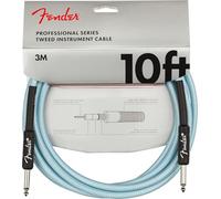 Fender Professional Series Instrument Cable 10ft, Straight, Tweed | Guitar cable, braided tweed jacket, low noise, nickel-plated 1/4" jacks, 99% OFC conductor, Daphne Blue, electric guitar