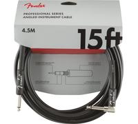 Fender Professional Series Instrument Cable, 15ft, 22 AWG, 95 Percent OFC Spiral Shielding, Flexible Road-Ready Black PVC Jacket, Nickel-Plated Connectors, Lifetime Guarantee