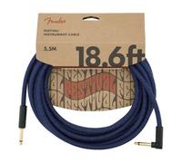 Fender Pure Hemp 18.6ft Angled Instrument Cable Blue Dream