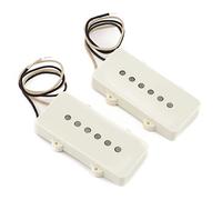 Fender Pure Vintage '65 Jazzmaster Pickup Set, Vintage White, 2x | Authentic '65 single-coil tone, Jazzmaster replacement upgrade, vintage-wound coils, aged white covers, set of 2