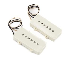 Fender Pure Vintage '65 Jazzmaster Pickup Set, Vintage White, 2x | Authentic '65 single-coil tone, Jazzmaster replacement upgrade, vintage-wound coils, aged white covers, set of 2