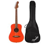 Fender Redondo Mini Acoustic Guitar & Gig Bag, Spruce Top, Fiesta Red | Travel-ready mini acoustic guitar, ideal for beginners & kids, California Series, spruce top, includes gig bag