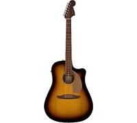 Fender Redondo Player Acoustic Guitar, Walnut Fingerboard, Sunburst | Beginner-friendly slope-shouldered dreadnought, gold pickguard, natural walnut fingerboard, rich sunburst finish, under Â£500