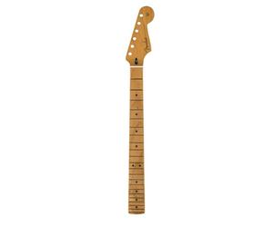 Fender Satin Roasted Maple Stratocaster Neck, 22 Jumbo Frets, 12", Maple, Flat Oval Shape