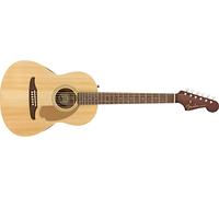 Fender Sonoran Mini Acoustic Guitar, Spruce or Mahogany Top, 24.1 Inch Scale, Strat Headstock, Scalloped Bracing, Gig Bag Included, Natural