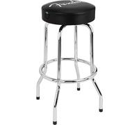 Fender Barstool, Perfect for Guitar Players and Fans, Spaghetti Logo Pick Pouch Logo Barstool, Foam Padded, 30", Black and Chrome