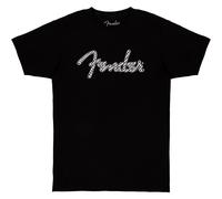 Fender Spaghetti Wavy Checker Logo T-Shirt 100% Cotton Black Small