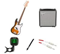 Fender Squier Debut Precision Bass Guitar Kit for Beginners, includes Amplifier, Cable, Strap, and Tuner, 2-Colour Sunburst