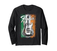Fender St. Patrick's Day Electric Guitar Irish Flag Backdrop Long Sleeve T-Shirt