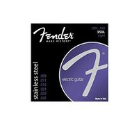 Fender Stainless 350's Guitar Strings, Stainless Steel, Ball End, 350L Gauges .009-.042, (6)