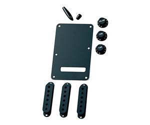 Fender Strat Accessory Kit, Electric Guitar Starter Bundle, Black | Strap, strap locks & picks included, ideal for beginners, Strat-compatible, electric guitar maintenance essentials, black