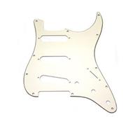 Fender Strat Pickguard S/S/S 11-Hole 3-Ply Parchment/Black/Parchment | Genuine Fender Strat replacement pickguard, 11-hole, 3-ply parchment, S/S/S routing, drop-in fit for standard Stratocasters