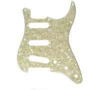 Fender Strat Pickguard S/S/S 11-Hole 4-Ply Aged White Pearl | Genuine Fender replacement scratch plate, fits S/S/S Strat, 4-ply aged white pearl, 11-hole mount, direct drop-in upgrade