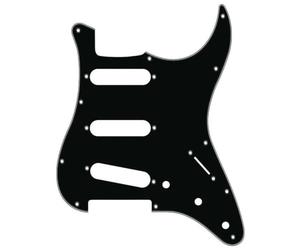 Fender Strat Pickguard S/S/S 3-Ply 11-Hole Replacement Black | Genuine Fender replacement, 11-hole SSS routing, 3-ply black, modern-style, direct fit for Stratocaster electric guitar