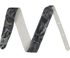 Fender Tie-Dye Leather Guitar Strap, Black/Grey, 2" Wide, Adjustable | Leather guitar strap, tie-dye design, 2" wide, adjustable 43.5"-55", electric & acoustic, gigging, guitar accessories